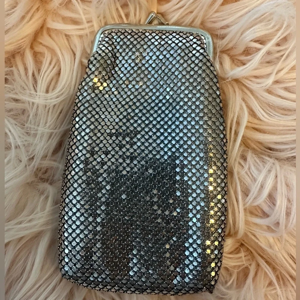 Vintage chainmail, silver coin purse 60s handbag accessory cigarette case